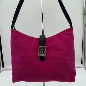 Ralph‎ Lauren Hot Pink Thick Nylon And Leather Shoulder Bag